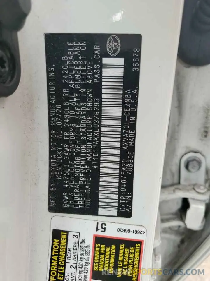 14 Фотография поврежденного автомобиля 4T1C11AKXLU376293 TOYOTA CAMRY 2020