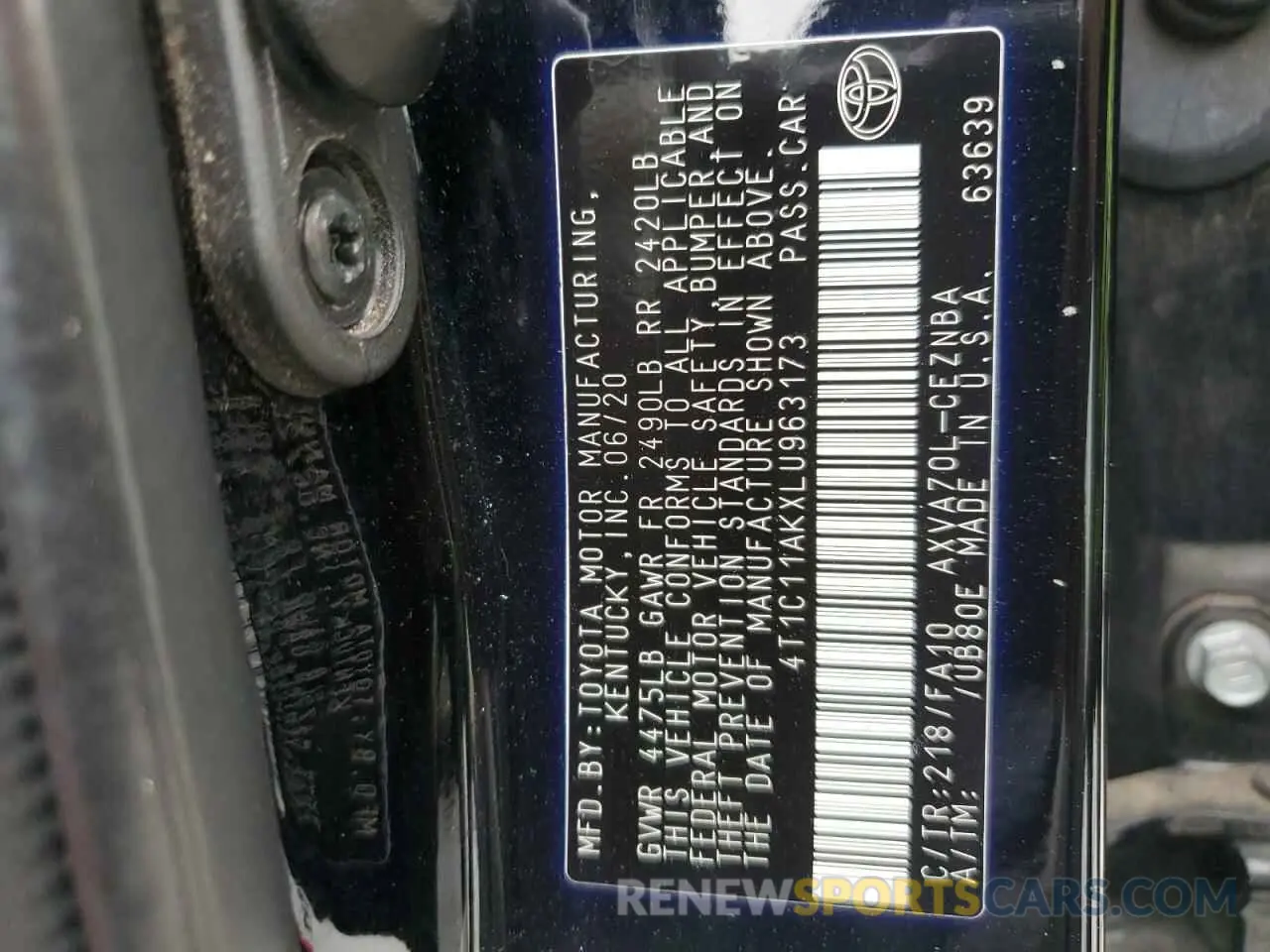 14 Photograph of a damaged car 4T1C11AKXLU963173 TOYOTA CAMRY 2020