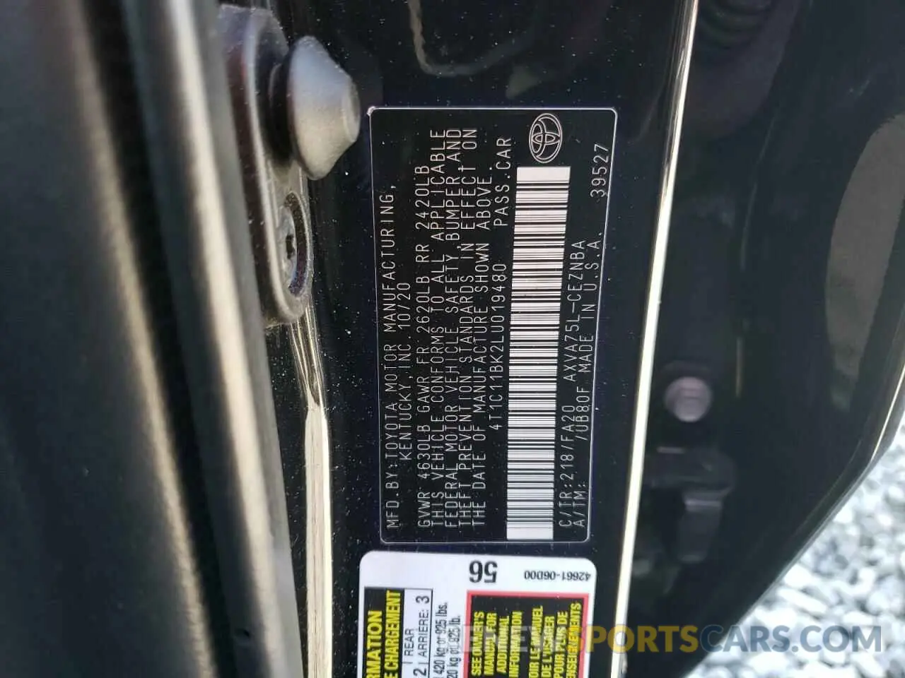 12 Фотография поврежденного автомобиля 4T1C11BK2LU019480 TOYOTA CAMRY 2020