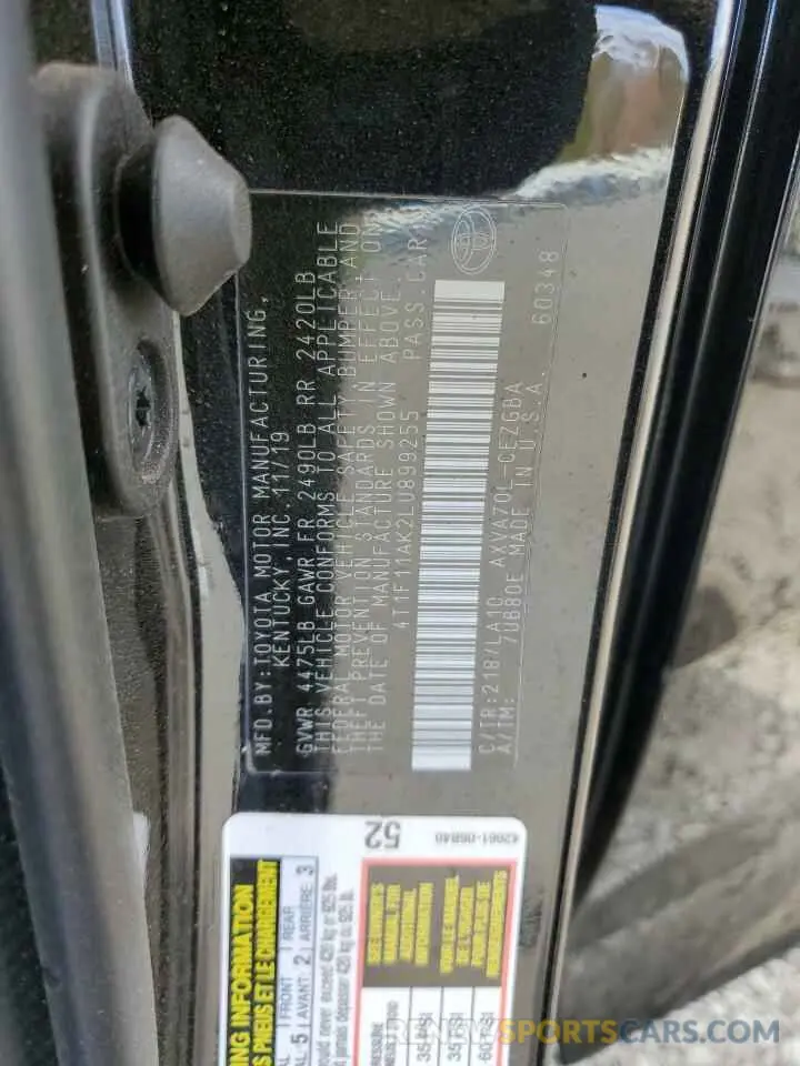 12 Фотография поврежденного автомобиля 4T1F11AK2LU899255 TOYOTA CAMRY 2020
