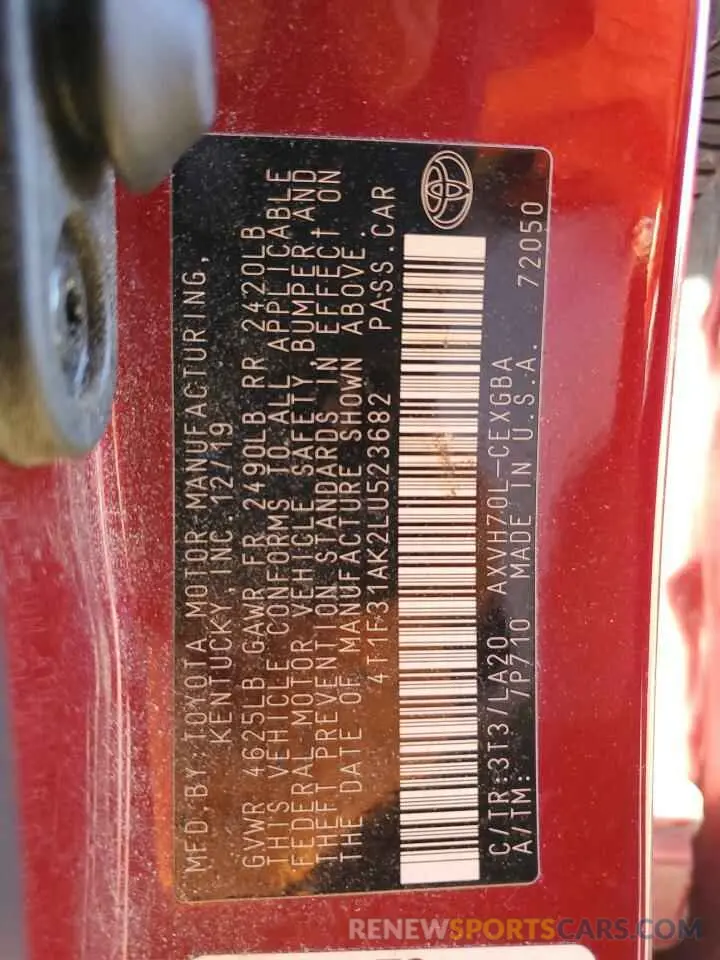 12 Фотография поврежденного автомобиля 4T1F31AK2LU523682 TOYOTA CAMRY 2020