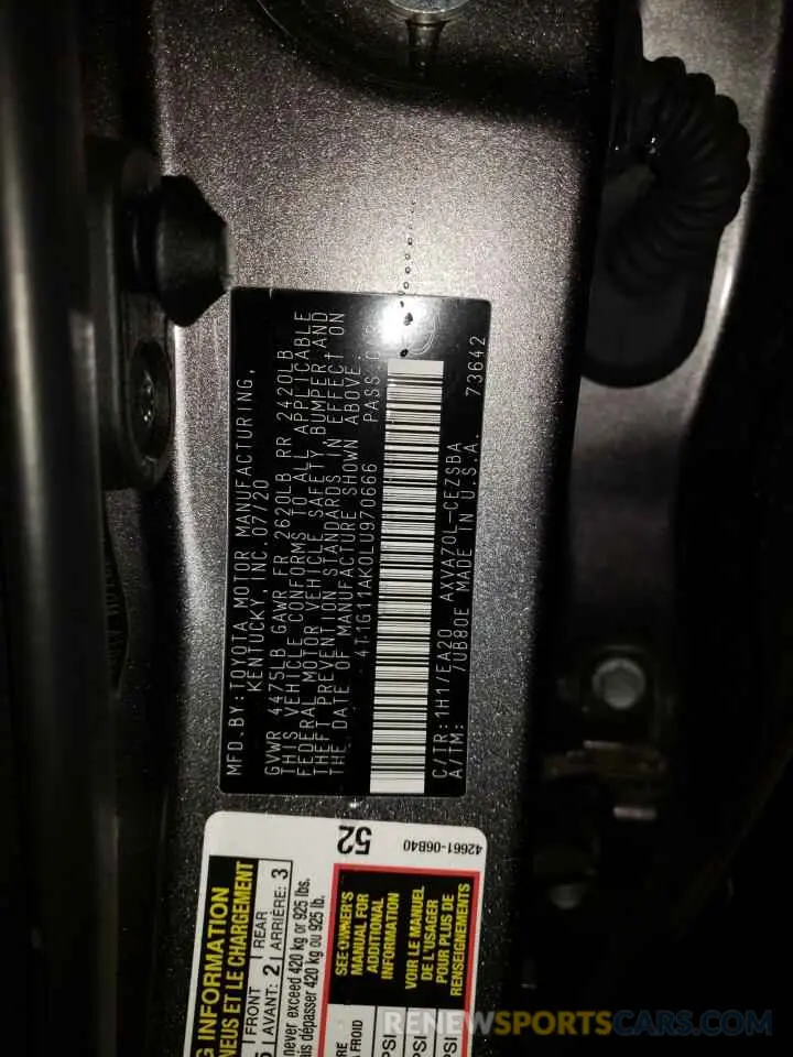 12 Photograph of a damaged car 4T1G11AK0LU970666 TOYOTA CAMRY 2020