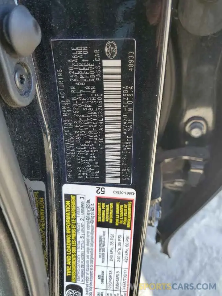 13 Фотография поврежденного автомобиля 4T1G11AK4LU320500 TOYOTA CAMRY 2020