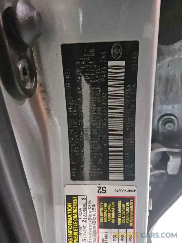 12 Фотография поврежденного автомобиля 4T1G11AK6LU373702 TOYOTA CAMRY 2020