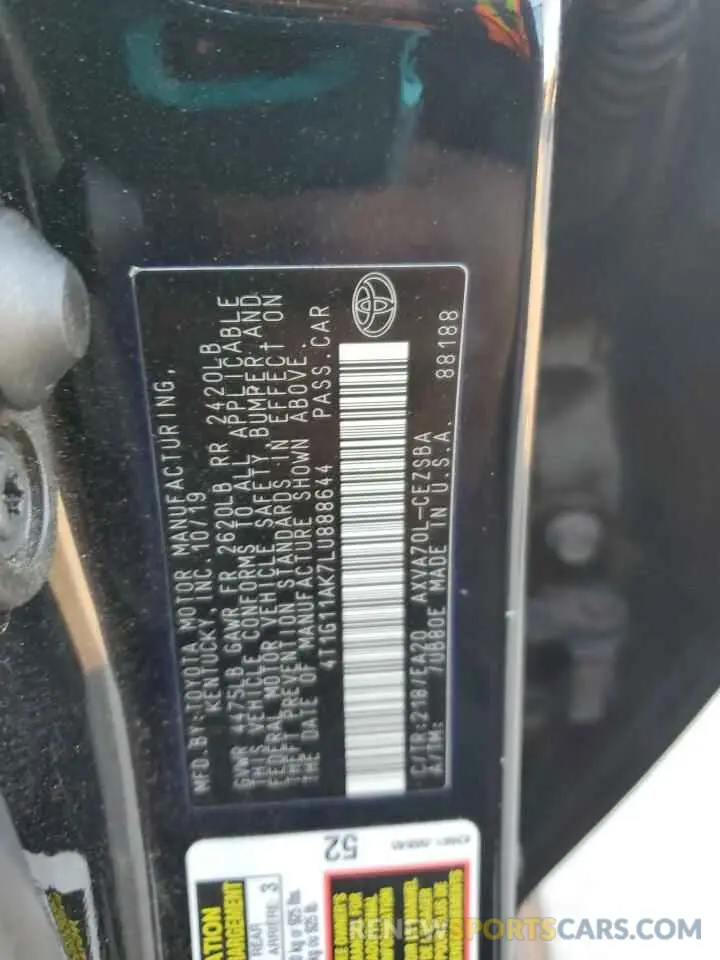 12 Photograph of a damaged car 4T1G11AK7LU888644 TOYOTA CAMRY 2020