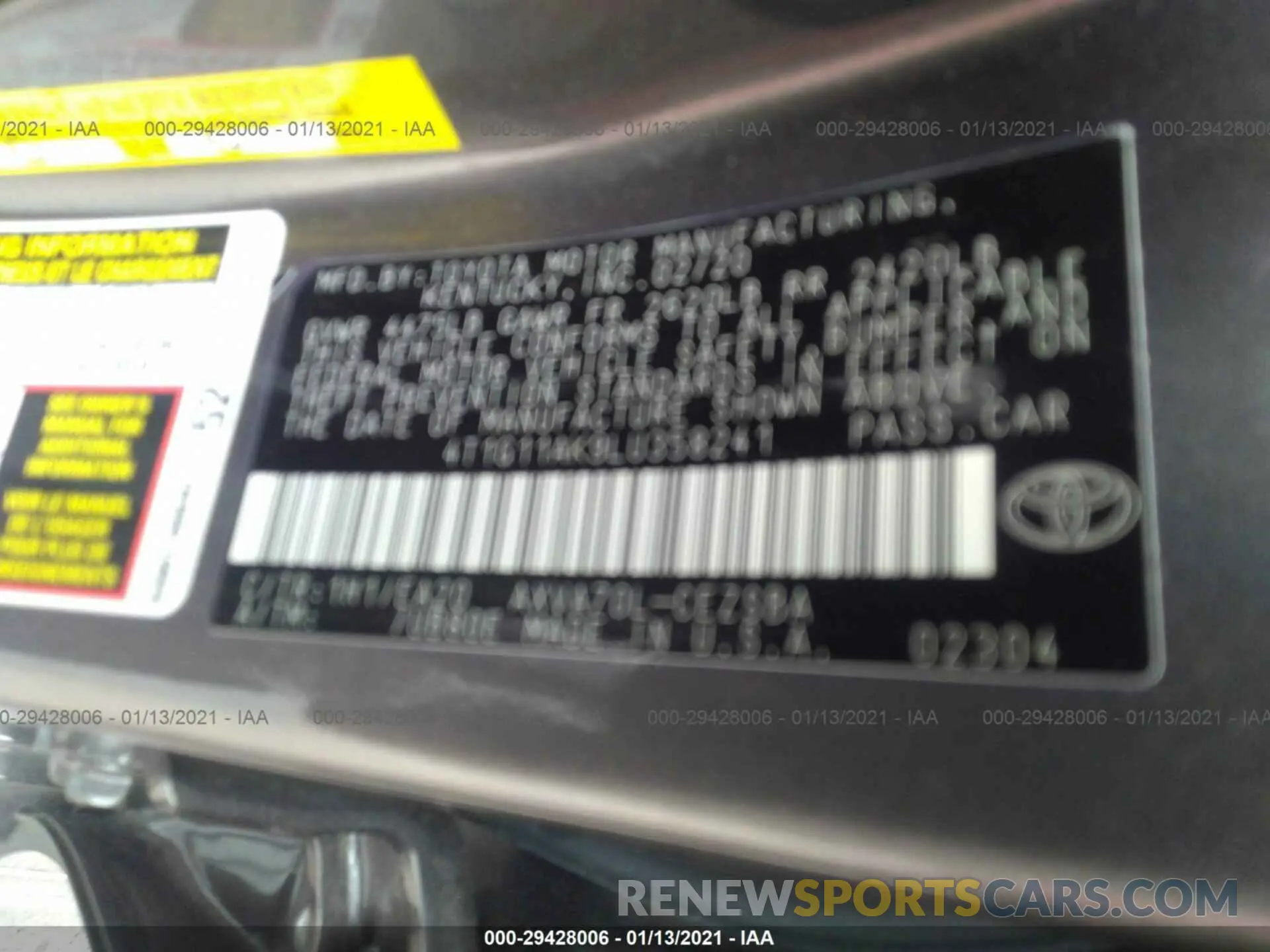 9 Photograph of a damaged car 4T1G11AK9LU358241 TOYOTA CAMRY 2020