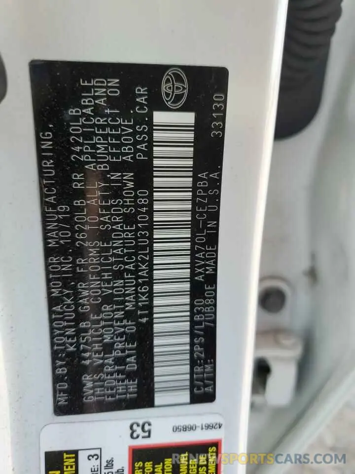 12 Фотография поврежденного автомобиля 4T1K61AK2LU310480 TOYOTA CAMRY 2020