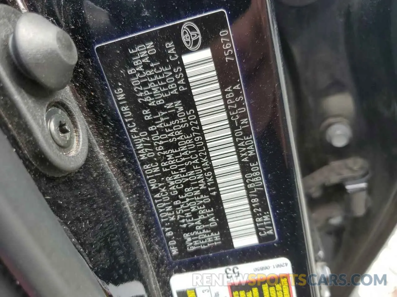 12 Фотография поврежденного автомобиля 4T1K61AK2LU972205 TOYOTA CAMRY 2020