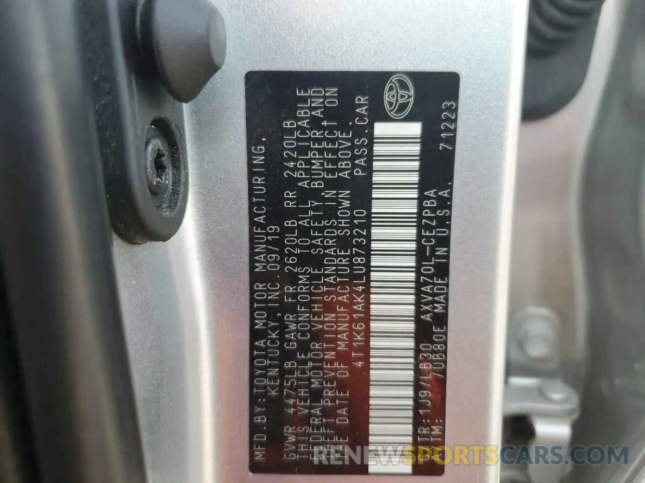 12 Фотография поврежденного автомобиля 4T1K61AK4LU873210 TOYOTA CAMRY 2020