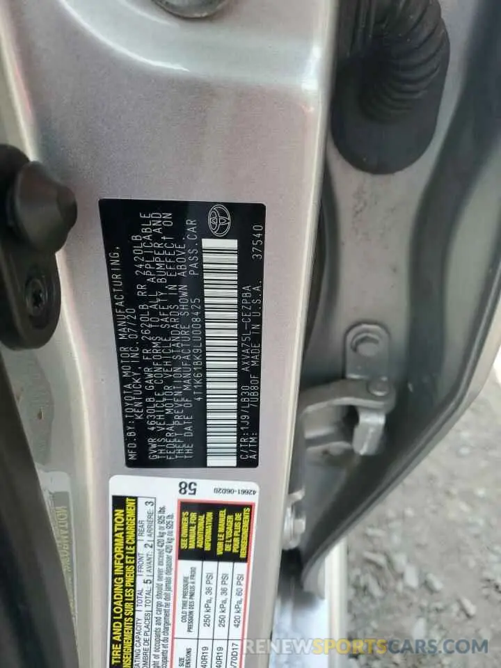 12 Photograph of a damaged car 4T1K61BK9LU008425 TOYOTA CAMRY 2020