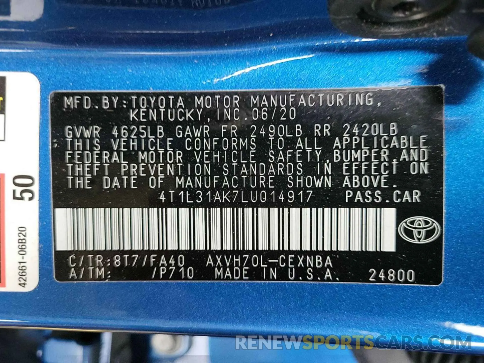 12 Фотография поврежденного автомобиля 4T1L31AK7LU014917 TOYOTA CAMRY 2020