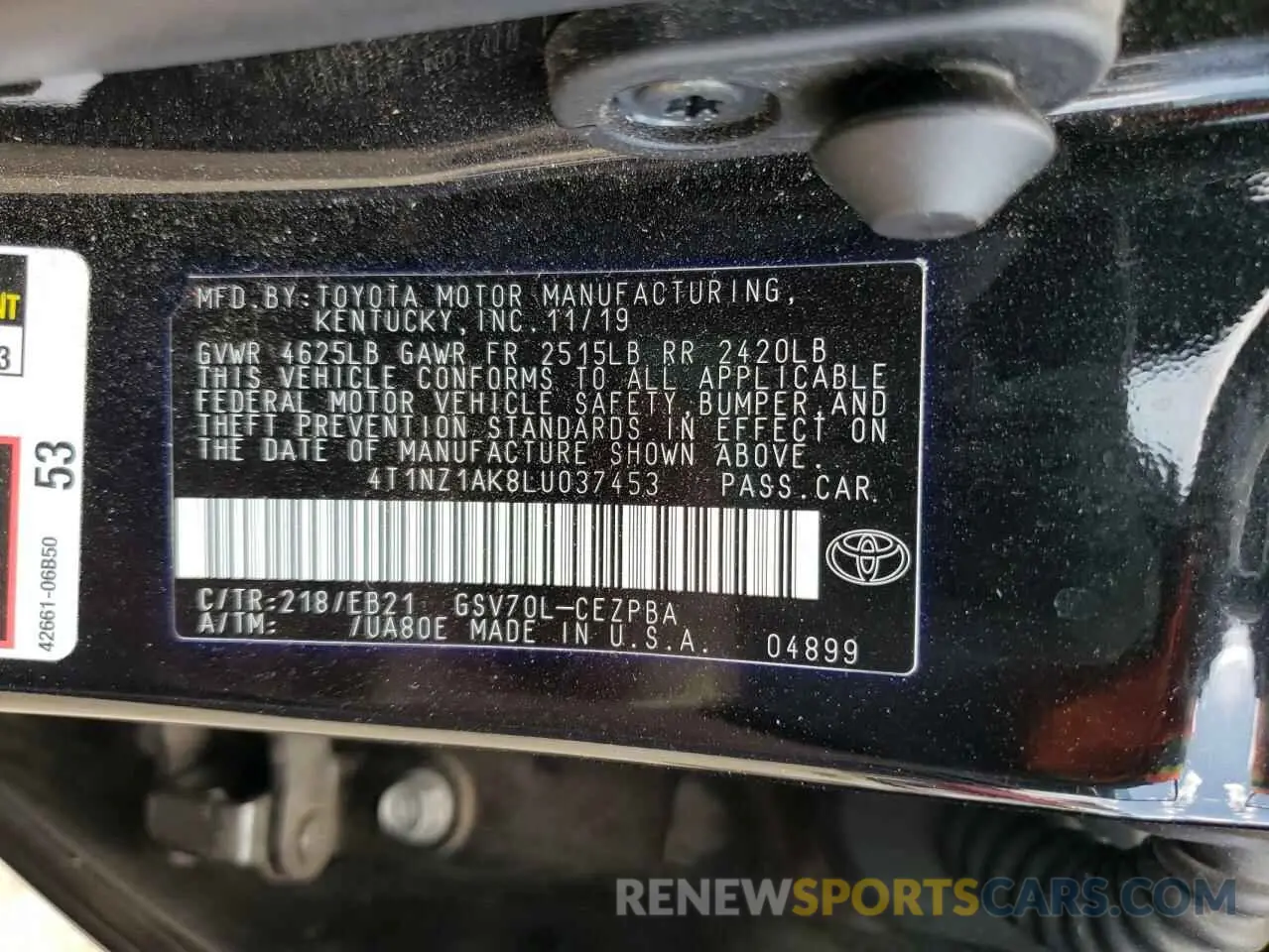 10 Фотография поврежденного автомобиля 4T1NZ1AK8LU037453 TOYOTA CAMRY 2020