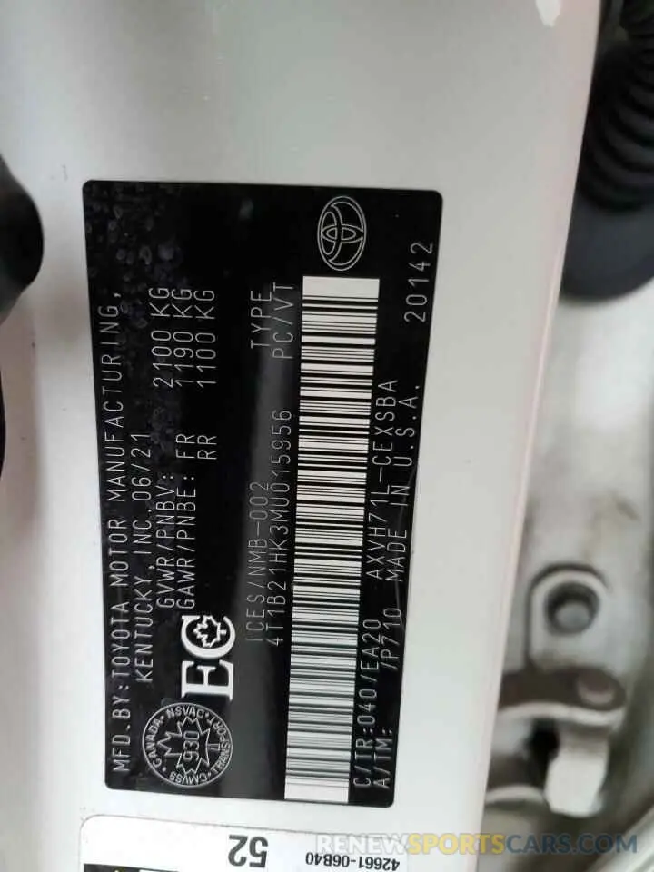 13 Photograph of a damaged car 4T1B21HK3MU015956 TOYOTA CAMRY 2021