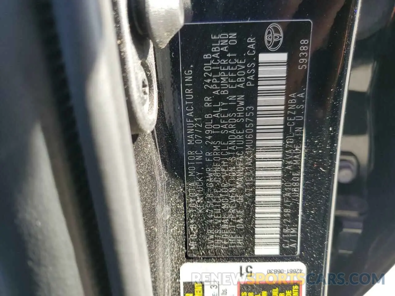 12 Фотография поврежденного автомобиля 4T1C11AK1MU605753 TOYOTA CAMRY 2021