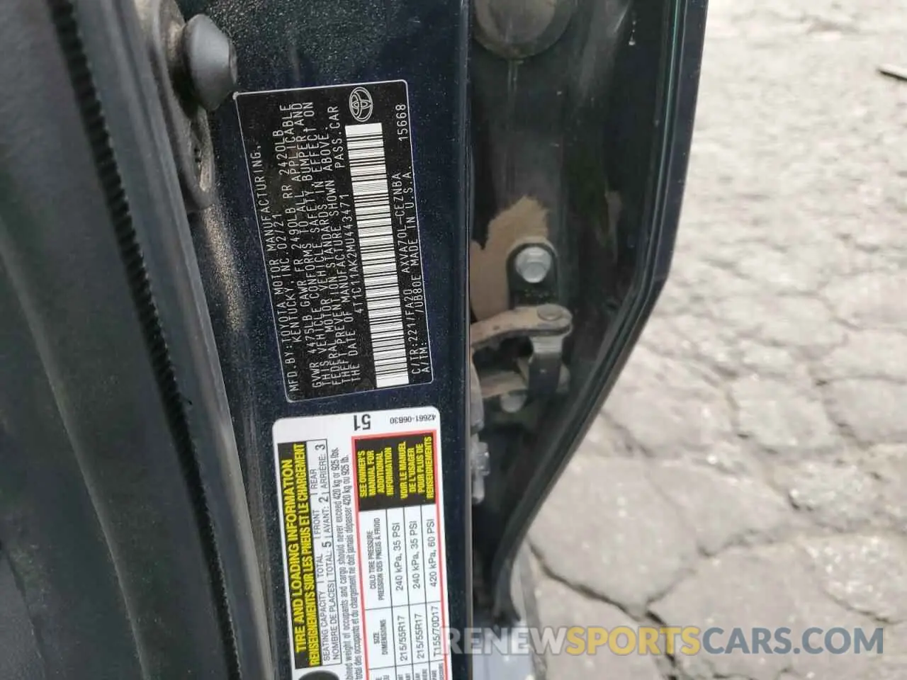 12 Photograph of a damaged car 4T1C11AK2MU443471 TOYOTA CAMRY 2021