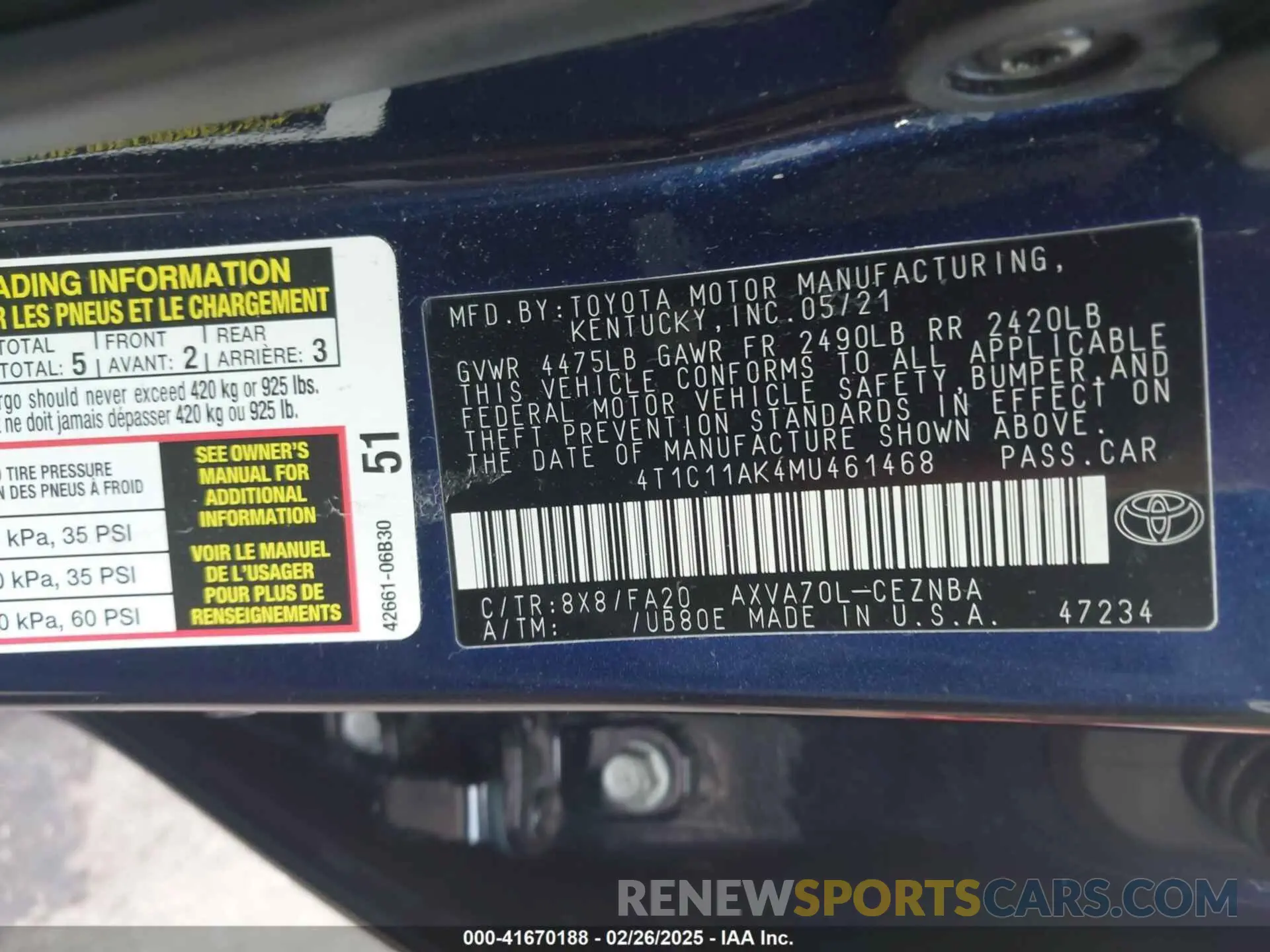 9 Photograph of a damaged car 4T1C11AK4MU461468 TOYOTA CAMRY 2021