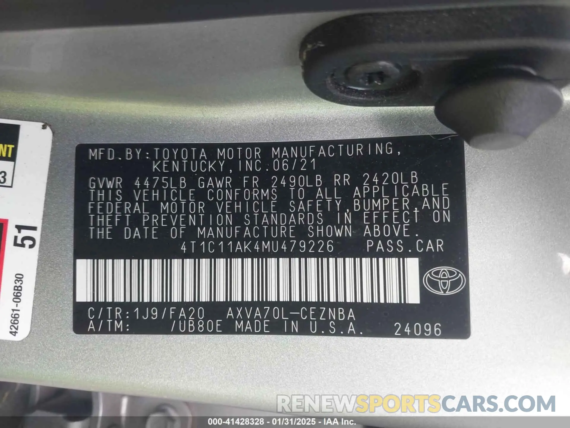 9 Photograph of a damaged car 4T1C11AK4MU479226 TOYOTA CAMRY 2021