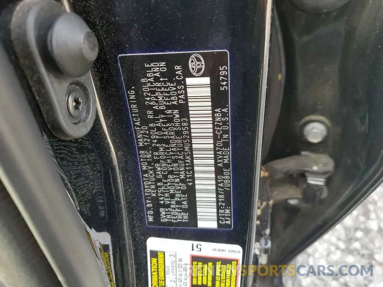 12 Фотография поврежденного автомобиля 4T1C11AK5MU529583 TOYOTA CAMRY 2021