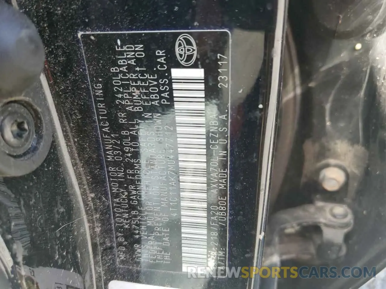 12 Photograph of a damaged car 4T1C11AK7MU447712 TOYOTA CAMRY 2021