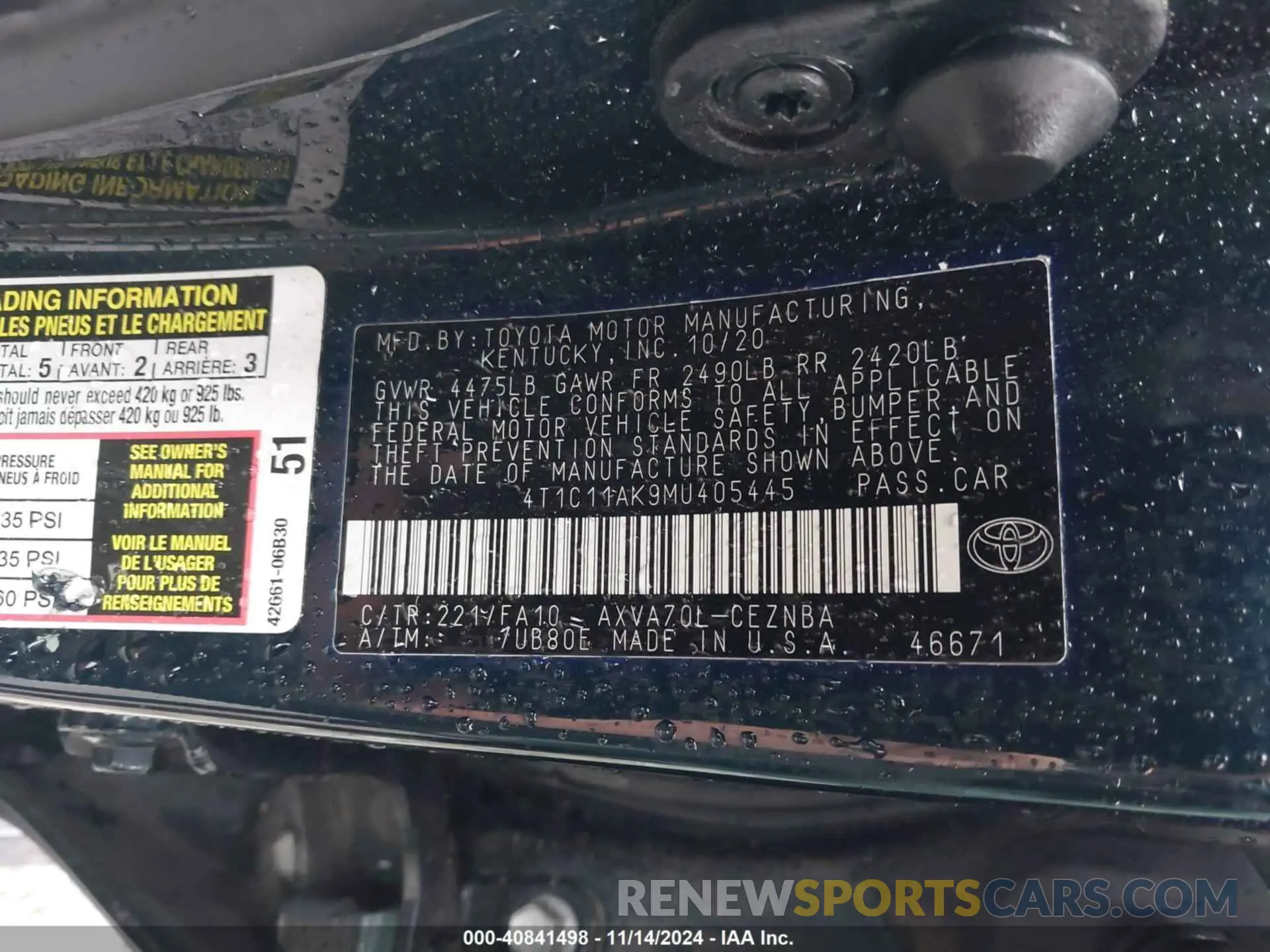 9 Photograph of a damaged car 4T1C11AK9MU405445 TOYOTA CAMRY 2021