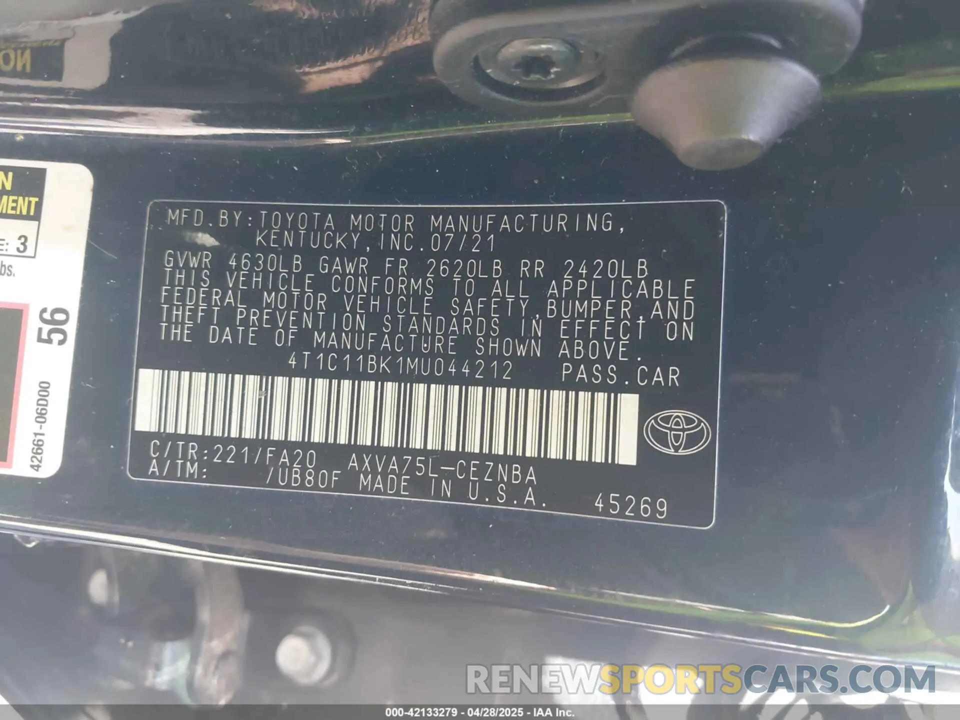 9 Photograph of a damaged car 4T1C11BK1MU044212 TOYOTA CAMRY 2021