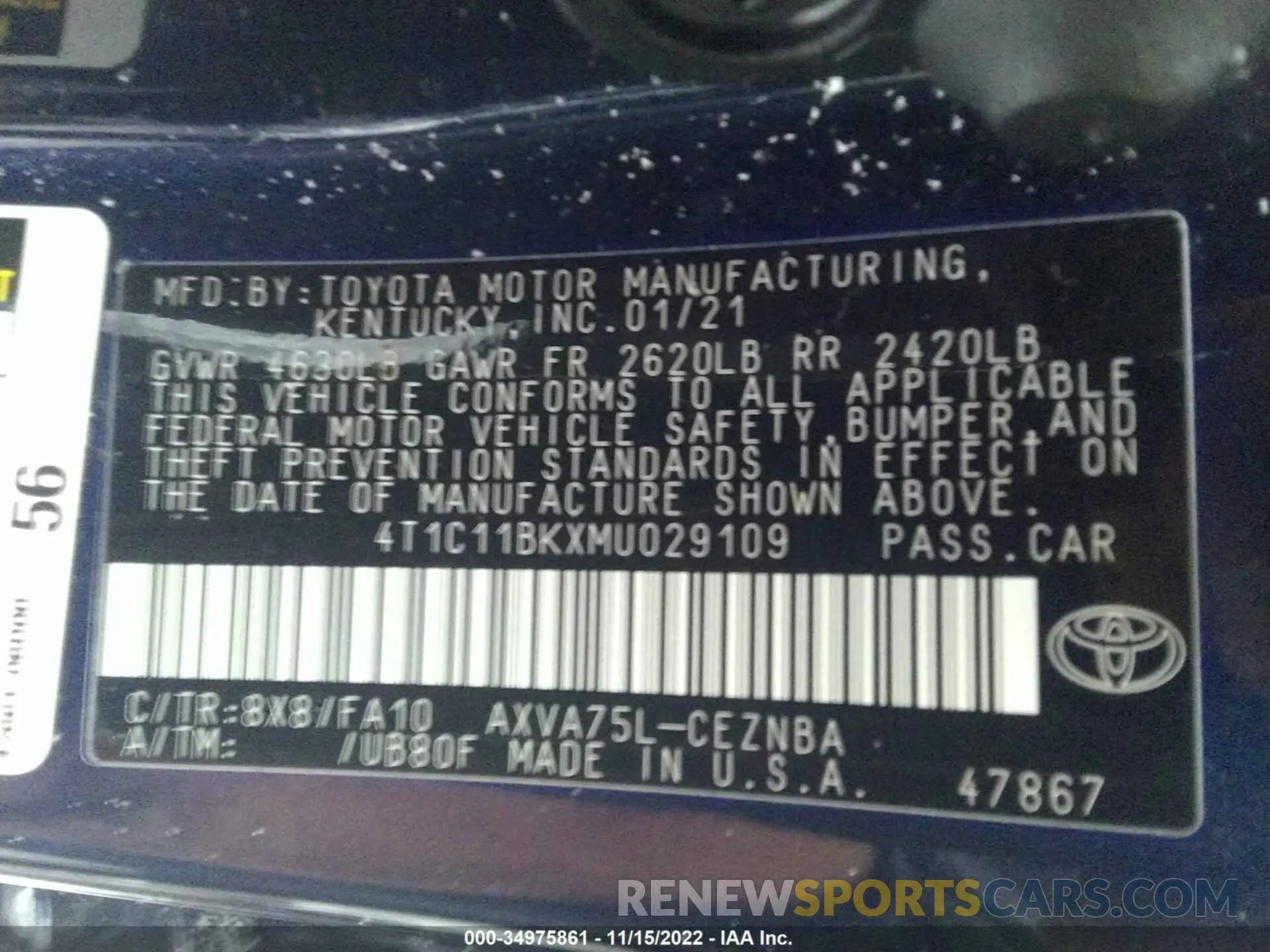 9 Фотография поврежденного автомобиля 4T1C11BKXMU029109 TOYOTA CAMRY 2021