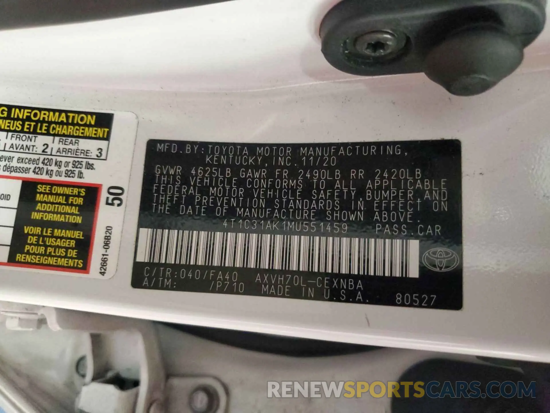 9 Фотография поврежденного автомобиля 4T1C31AK1MU551459 TOYOTA CAMRY 2021