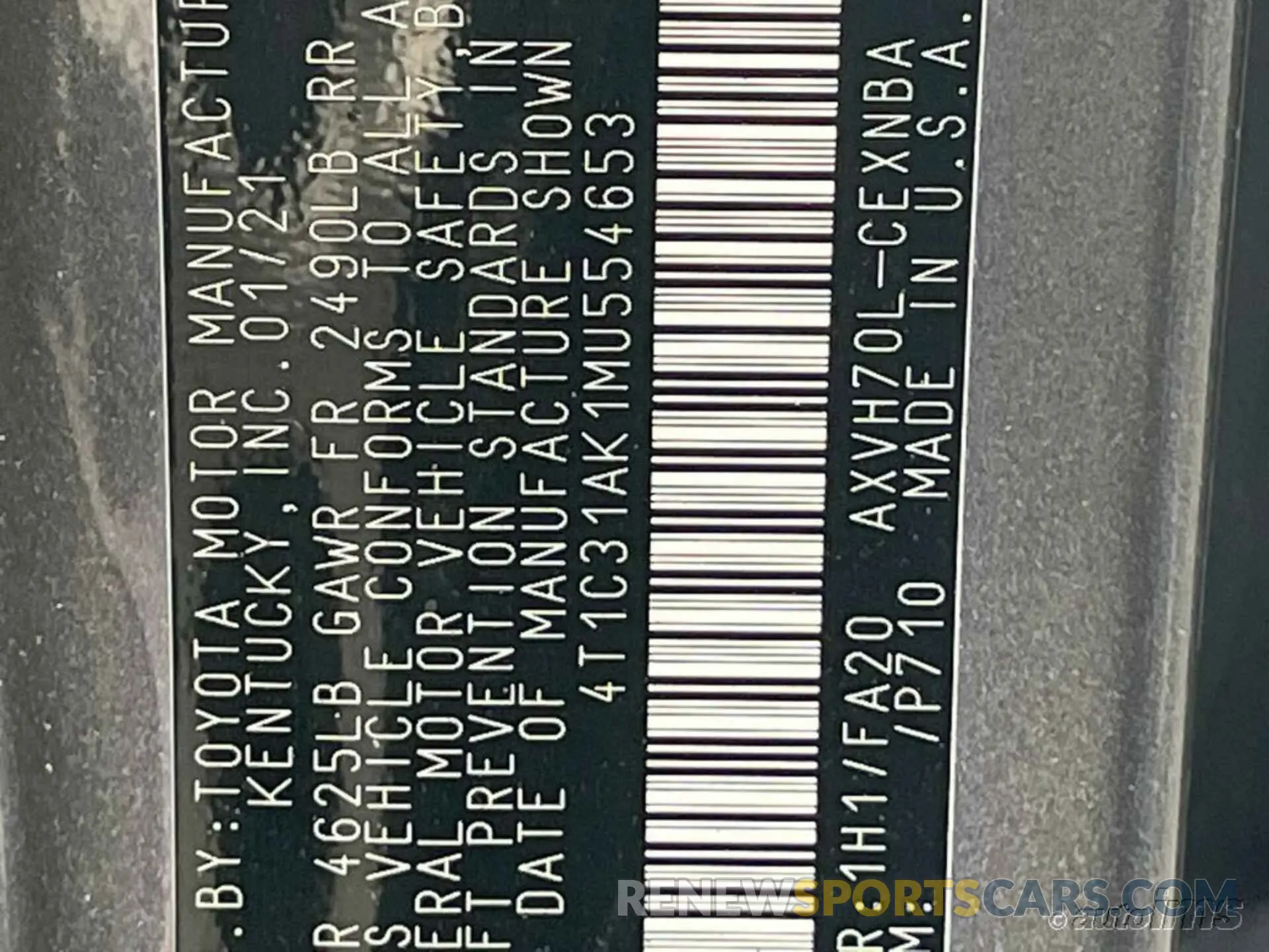 6 Фотография поврежденного автомобиля 4T1C31AK1MU554653 TOYOTA CAMRY 2021