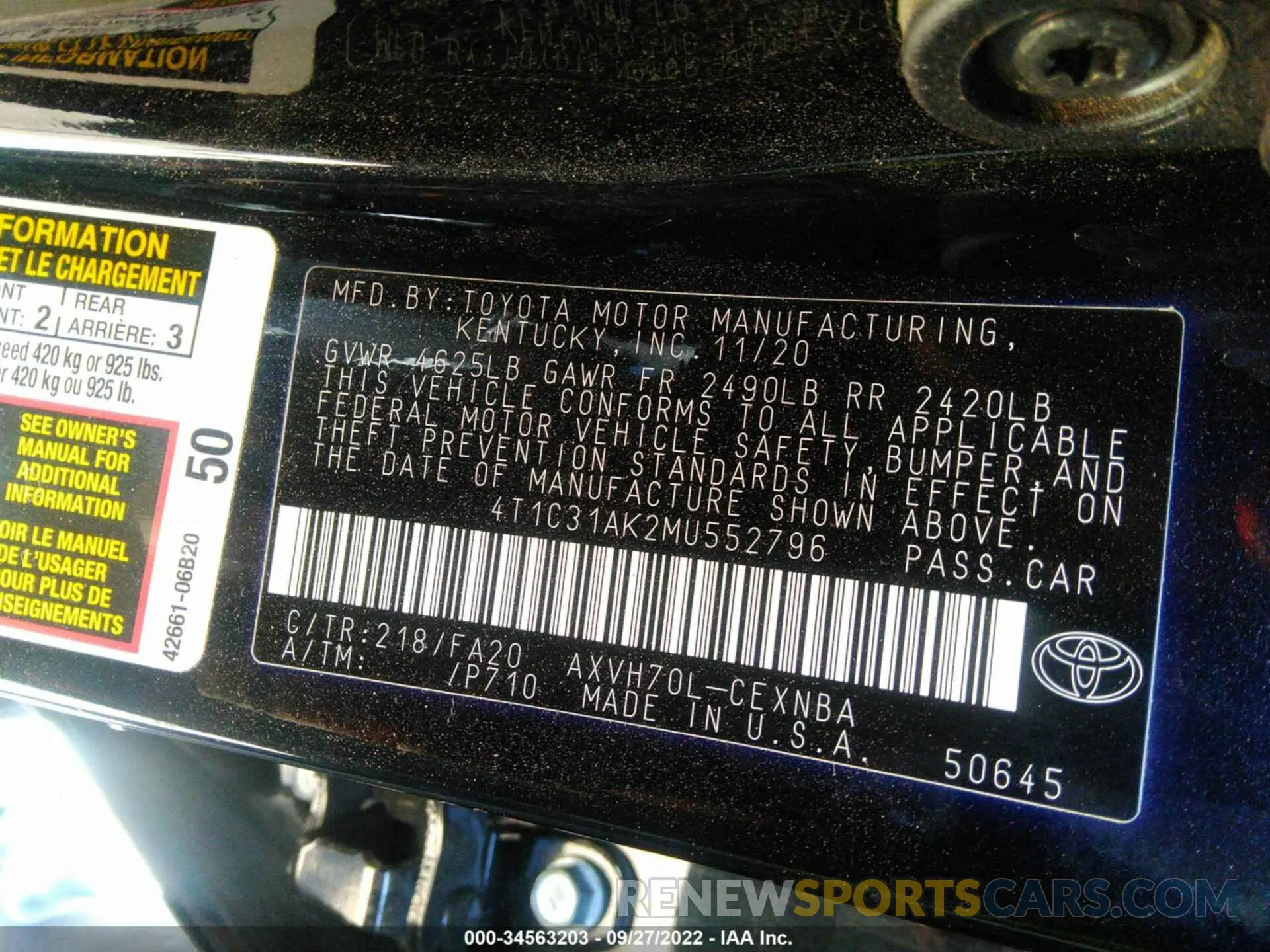 9 Фотография поврежденного автомобиля 4T1C31AK2MU552796 TOYOTA CAMRY 2021