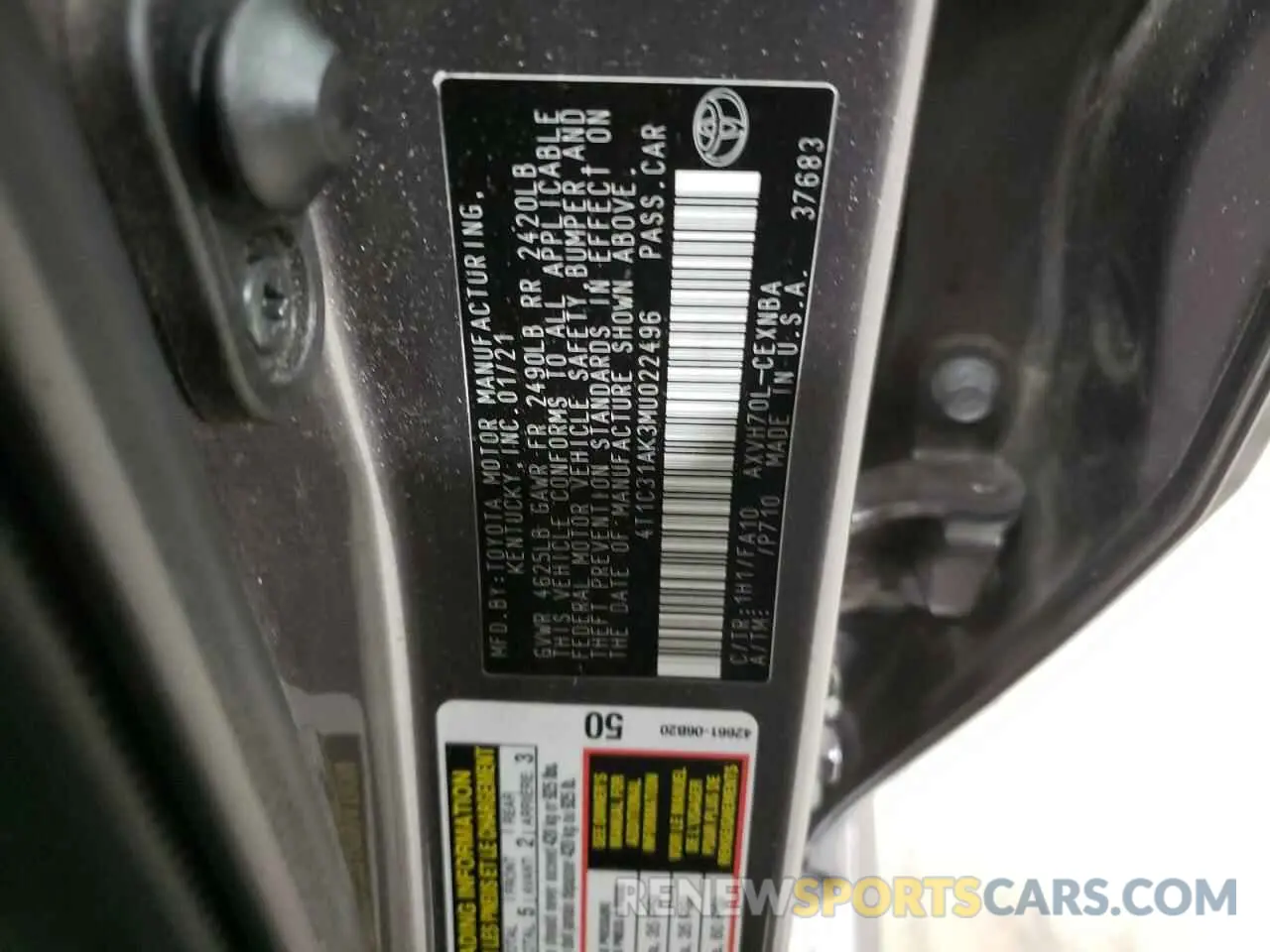 12 Photograph of a damaged car 4T1C31AK3MU022496 TOYOTA CAMRY 2021