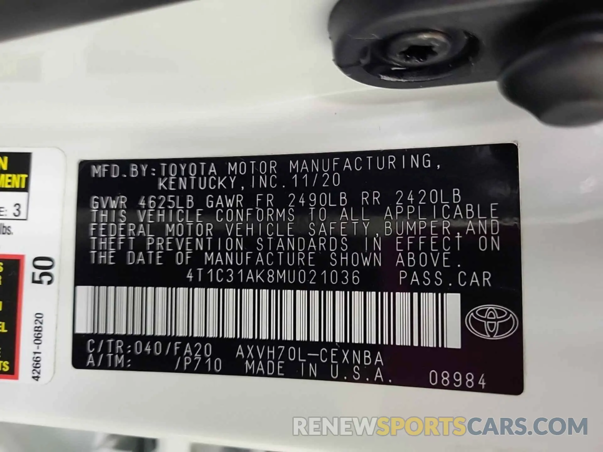 16 Photograph of a damaged car 4T1C31AK8MU021036 TOYOTA CAMRY 2021