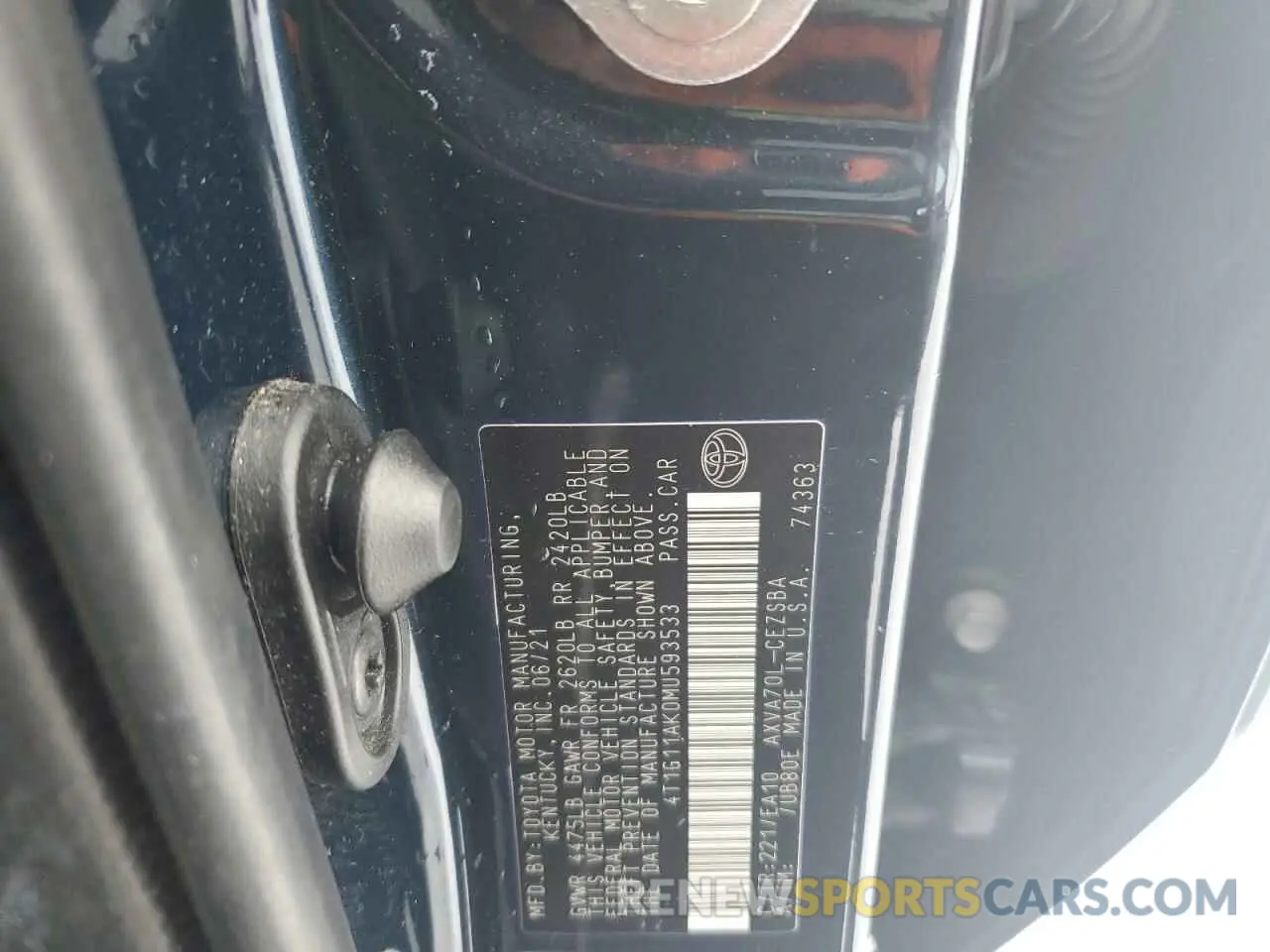 12 Photograph of a damaged car 4T1G11AK0MU593533 TOYOTA CAMRY 2021
