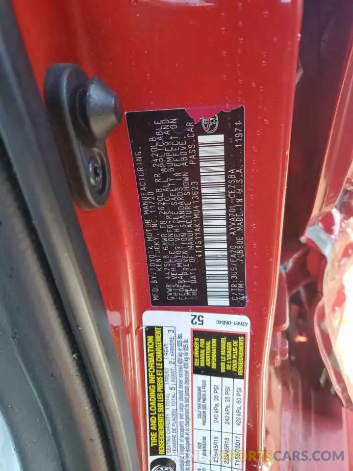 12 Фотография поврежденного автомобиля 4T1G11AK1MU413623 TOYOTA CAMRY 2021