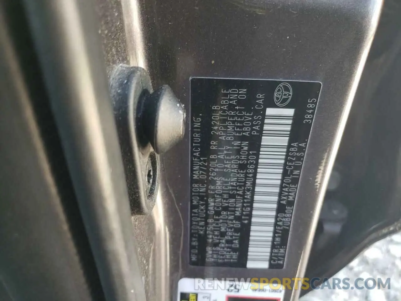 12 Photograph of a damaged car 4T1G11AK3MU486301 TOYOTA CAMRY 2021