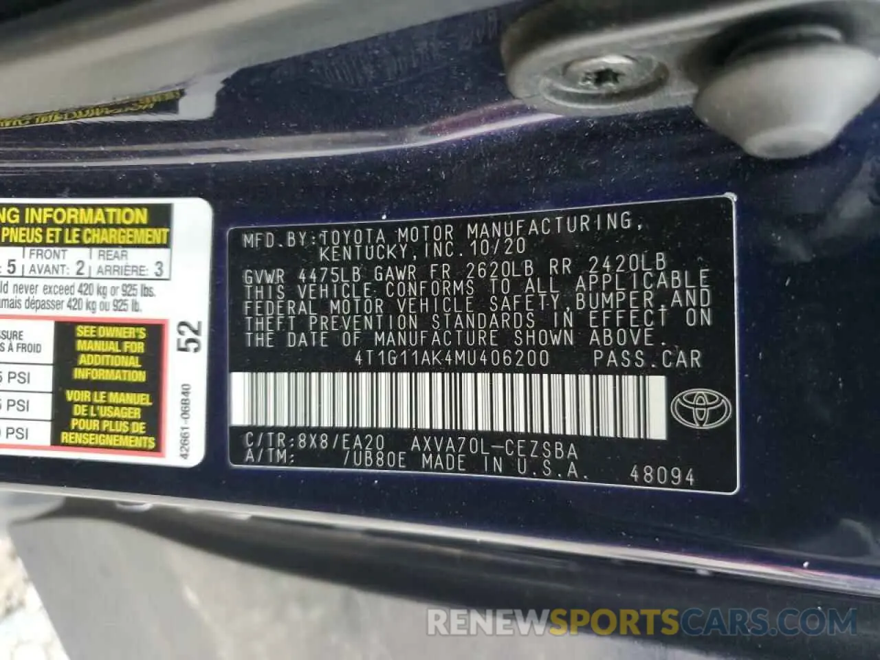 14 Photograph of a damaged car 4T1G11AK4MU406200 TOYOTA CAMRY 2021