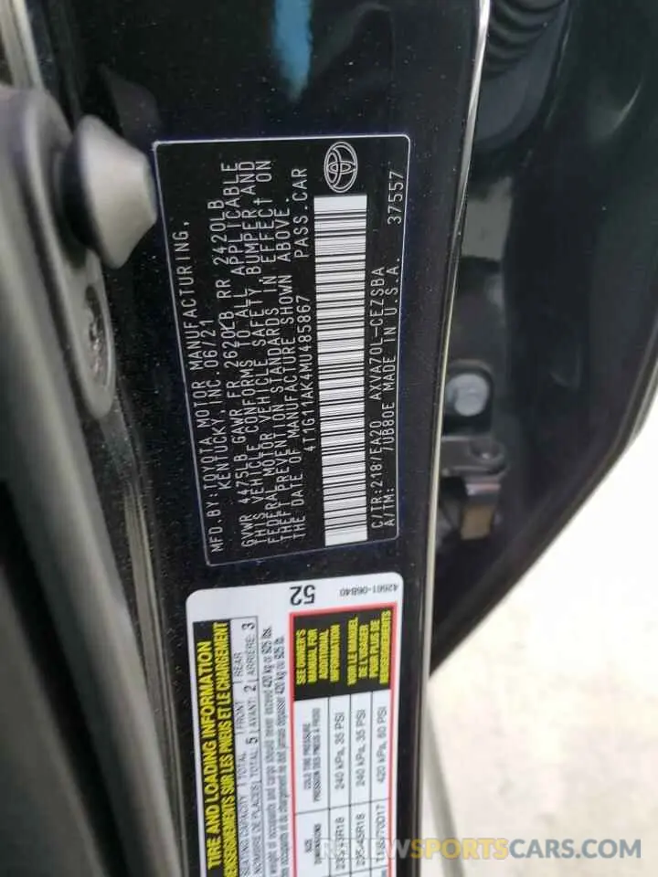 13 Фотография поврежденного автомобиля 4T1G11AK4MU485867 TOYOTA CAMRY 2021