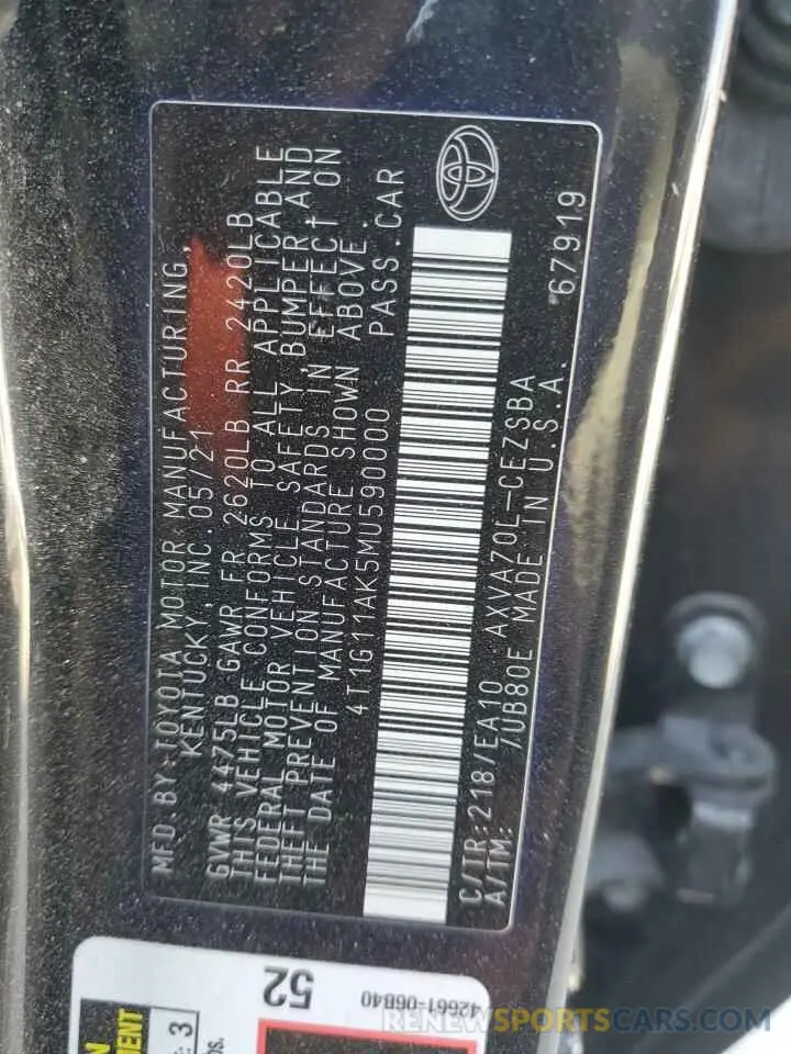 12 Photograph of a damaged car 4T1G11AK5MU590000 TOYOTA CAMRY 2021