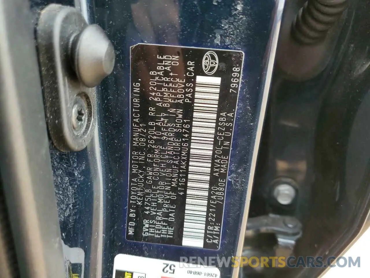 14 Photograph of a damaged car 4T1G11AKXMU614761 TOYOTA CAMRY 2021