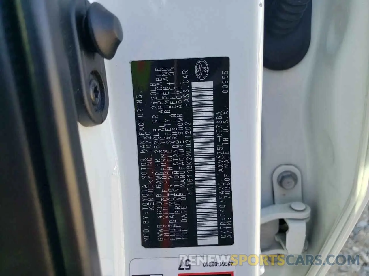 13 Фотография поврежденного автомобиля 4T1G11BK2MU021202 TOYOTA CAMRY 2021