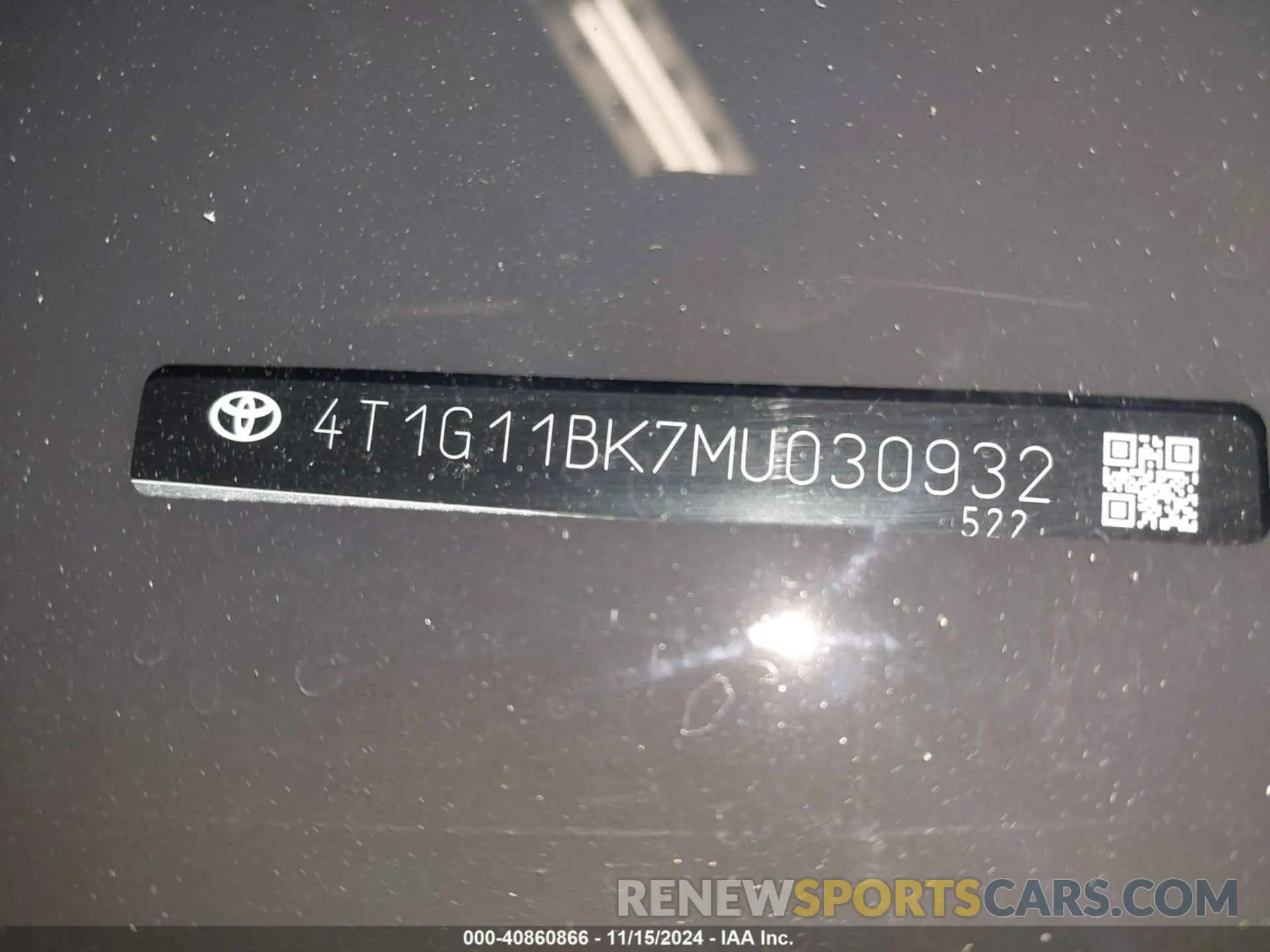 20 Photograph of a damaged car 4T1G11BK7MU030932 TOYOTA CAMRY 2021