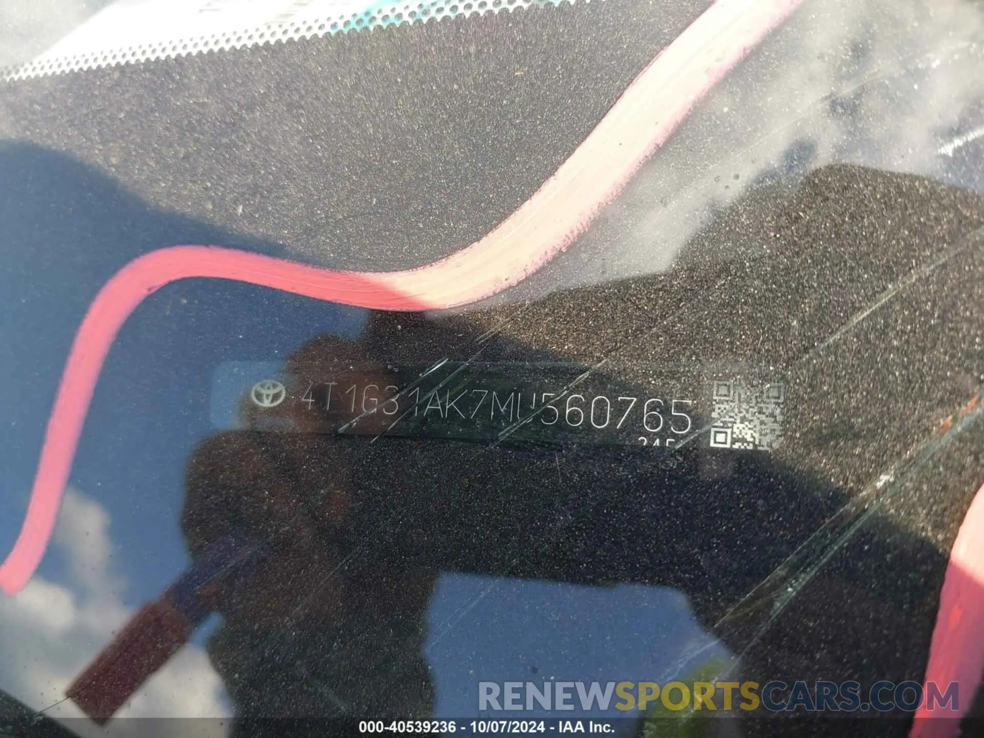 9 Photograph of a damaged car 4T1G31AK7MU560765 TOYOTA CAMRY 2021