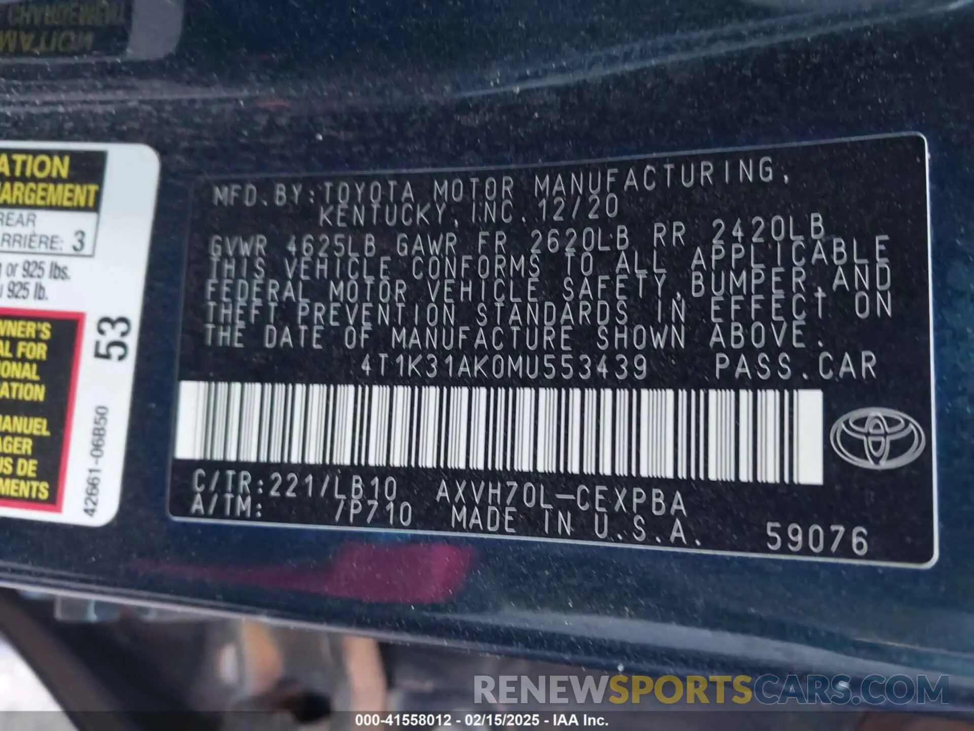 9 Photograph of a damaged car 4T1K31AK0MU553439 TOYOTA CAMRY 2021