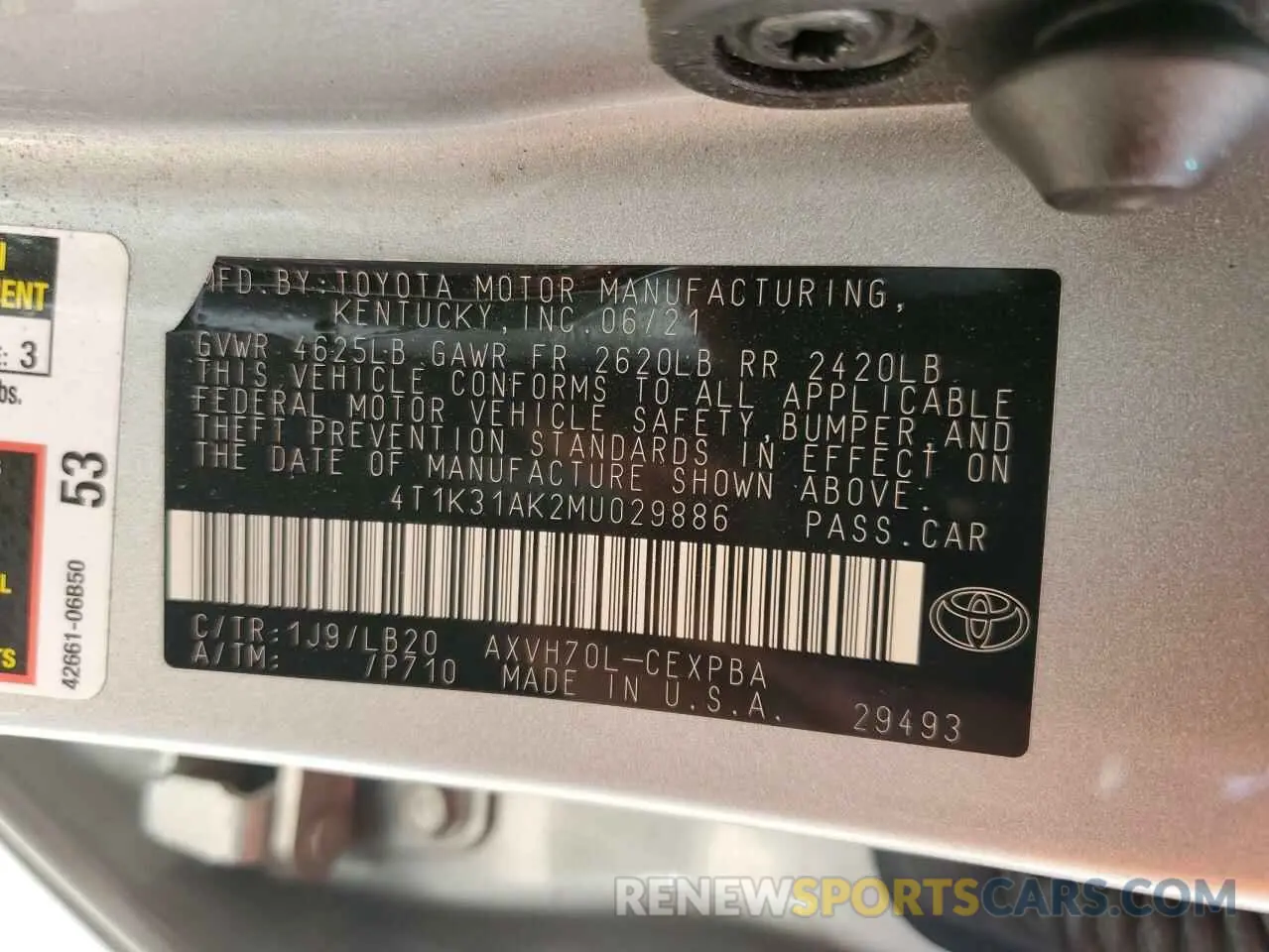 12 Фотография поврежденного автомобиля 4T1K31AK2MU029886 TOYOTA CAMRY 2021