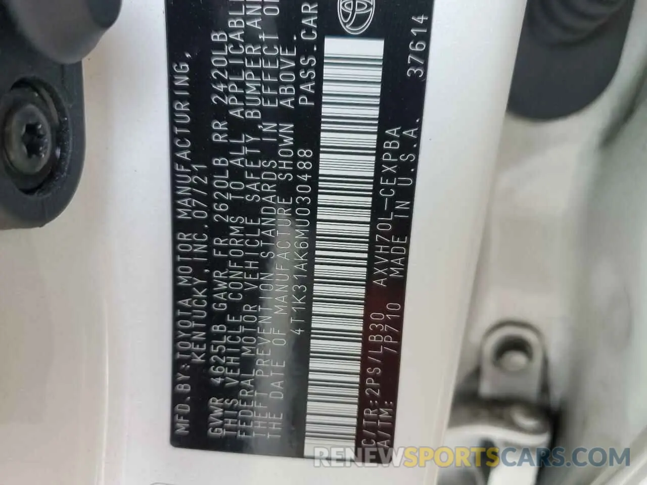 12 Photograph of a damaged car 4T1K31AK6MU030488 TOYOTA CAMRY 2021