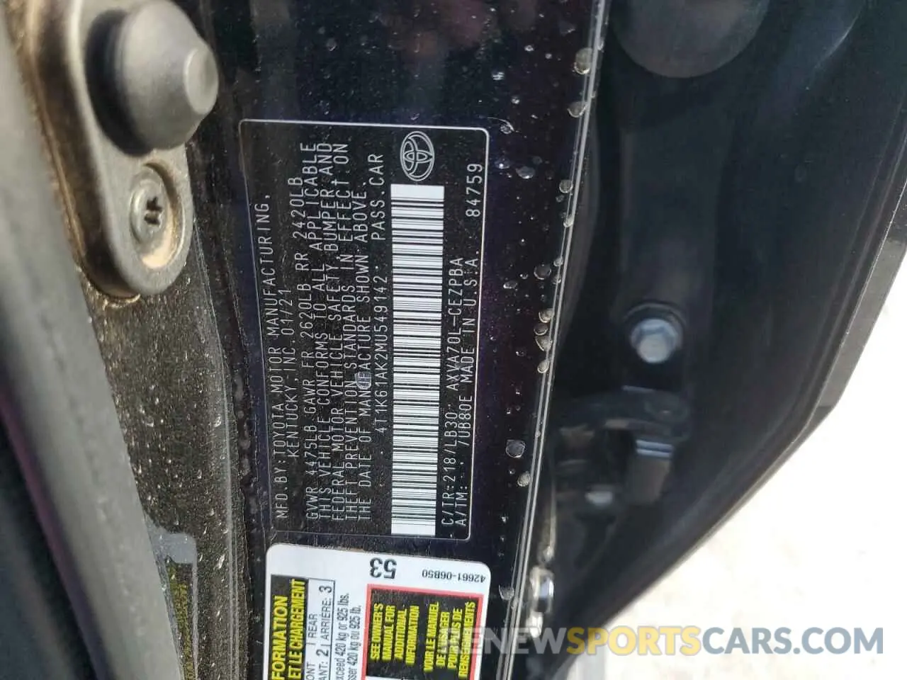 14 Photograph of a damaged car 4T1K61AK2MU549142 TOYOTA CAMRY 2021