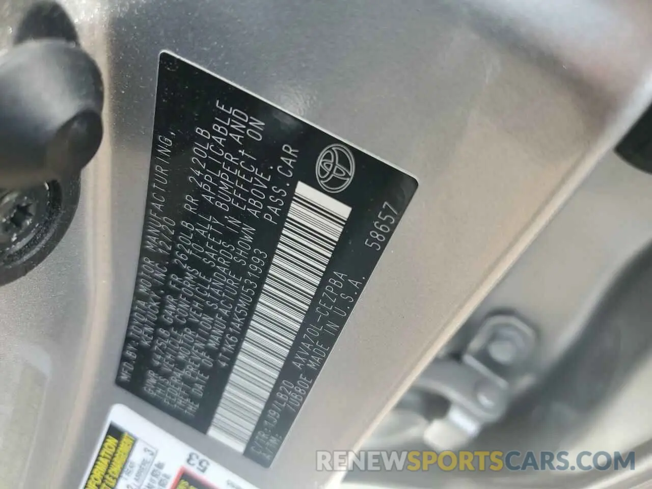 14 Photograph of a damaged car 4T1K61AK5MU531993 TOYOTA CAMRY 2021