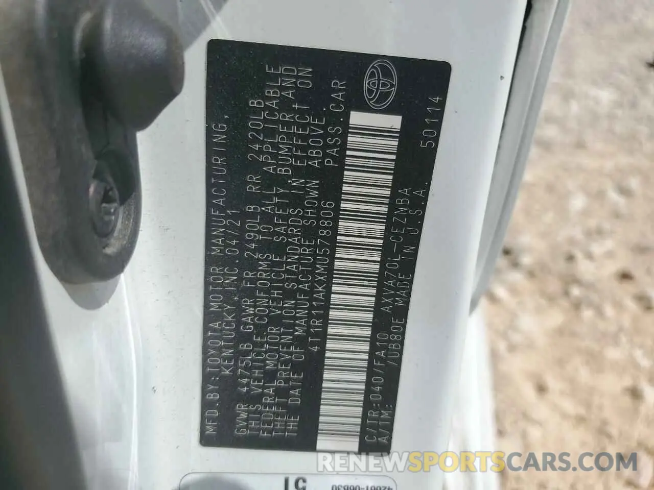12 Фотография поврежденного автомобиля 4T1R11AKXMU578806 TOYOTA CAMRY 2021