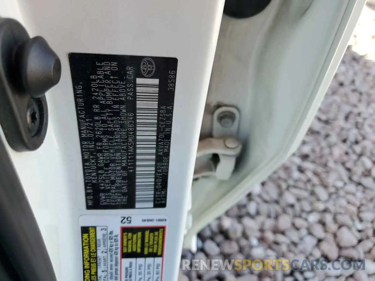 12 Фотография поврежденного автомобиля 4T1T11AK5MU486346 TOYOTA CAMRY 2021