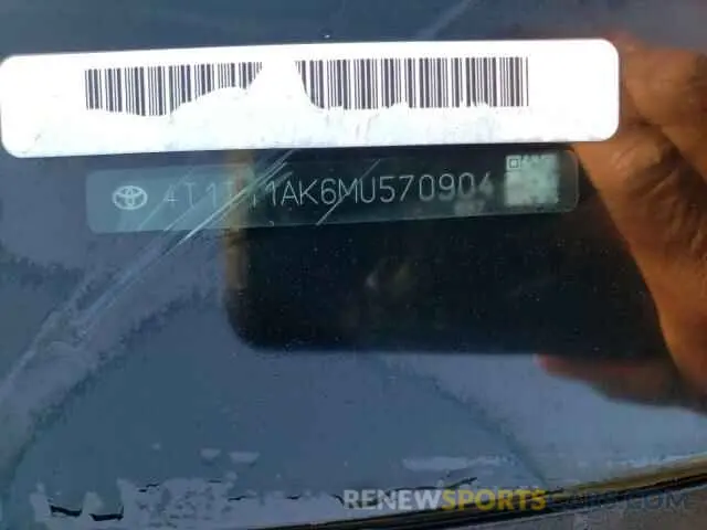 10 Фотография поврежденного автомобиля 4T1T11AK6MU570904 TOYOTA CAMRY 2021