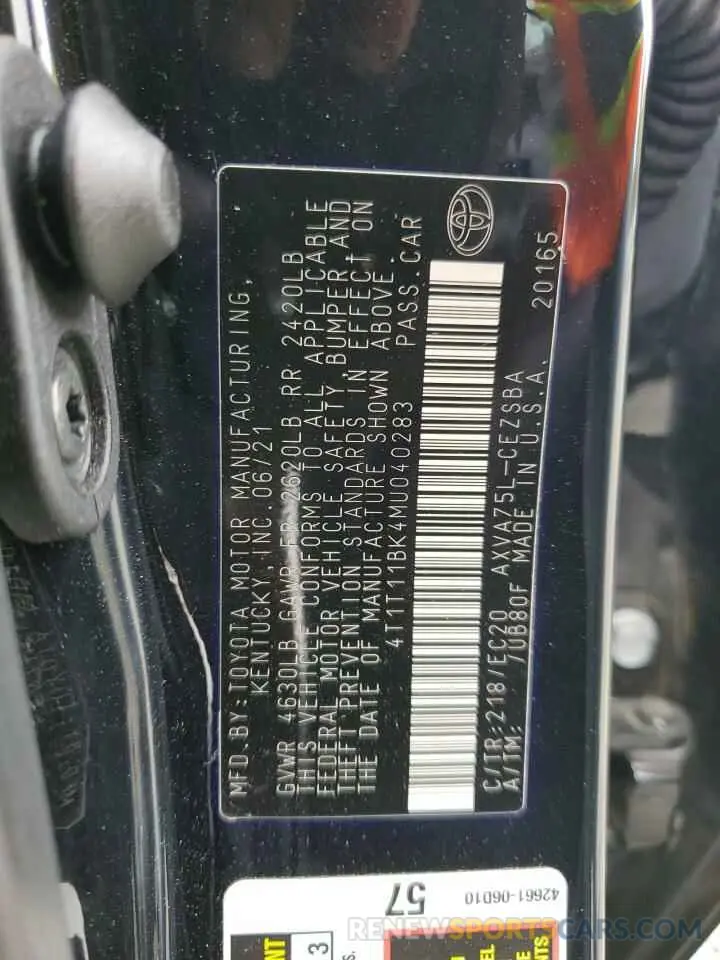 13 Фотография поврежденного автомобиля 4T1T11BK4MU040283 TOYOTA CAMRY 2021